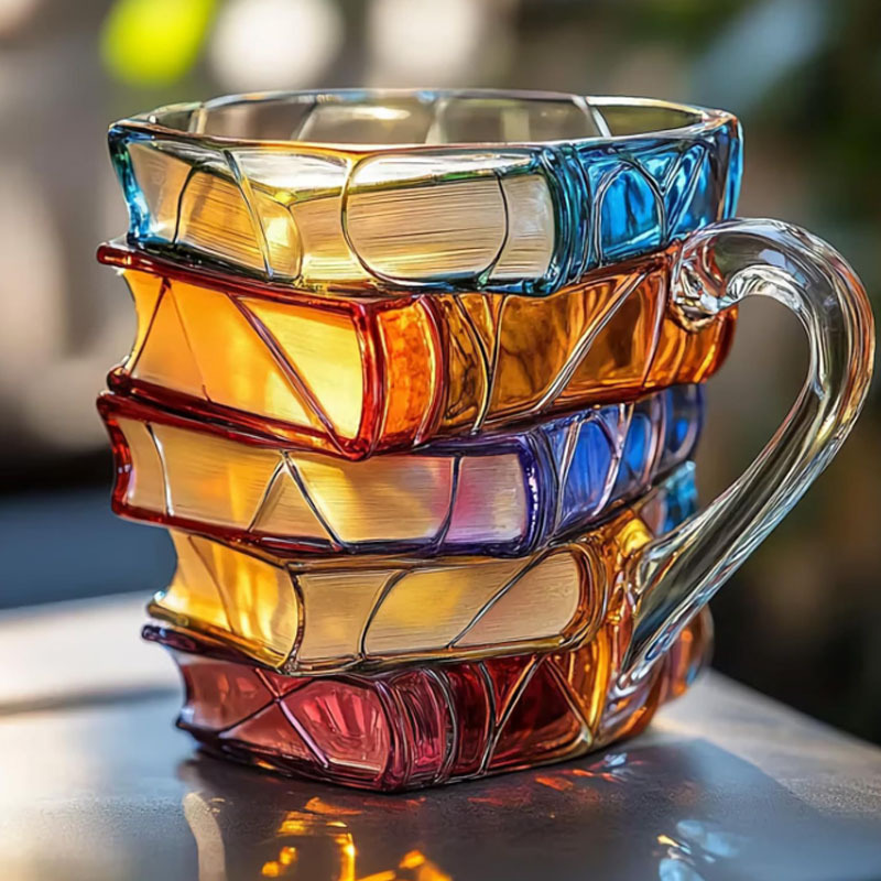 Coffee Tea Library - Kitap Kahve Kupa Cappuccino renkli 3D
