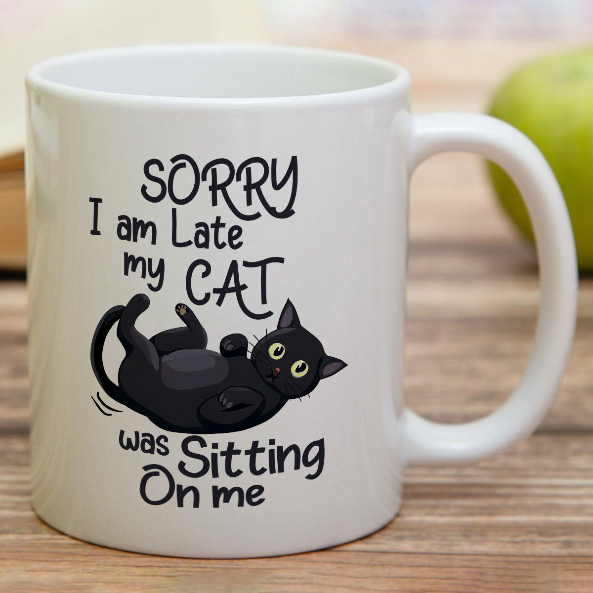 Coffee Tea Me - 1'li Komik Kedi Şekilli Seramik Kupa,