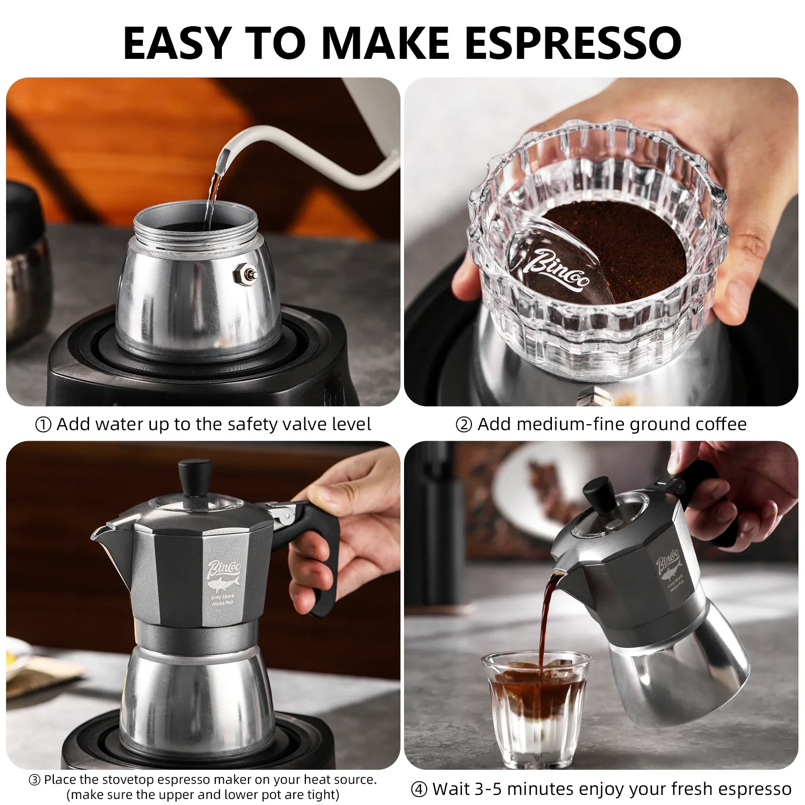 Bincoo 2 Bardak Çift Valfli Mo - Moka Pot Stove incelemesi ve fiyatı